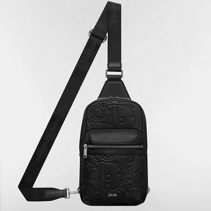 Dior Rider Sling Bag "Black Dior Gravity Grained Leather and Black Grained Calfskin"