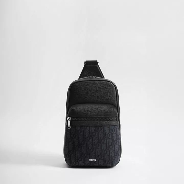 Dior Rider Sling Bag "Black Dior Oblique Jacquard and Black Grained Calfskin"