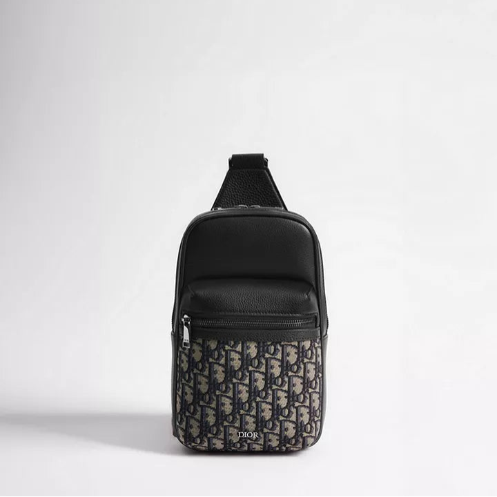 Dior Rider Sling Bag "Beige and Black Dior Oblique Jacquard with Black Grained Calfskin"