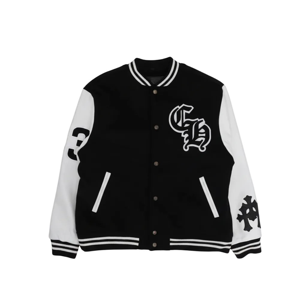Chrome Hearts Timmy Varisity Leather Jacket "Black-White"