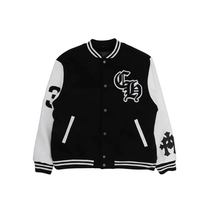 Chrome Hearts Timmy Varisity Leather Jacket "Black-White"