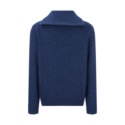 Moncler Logo Rib Wool Turtleneck "Cobalt Blue"