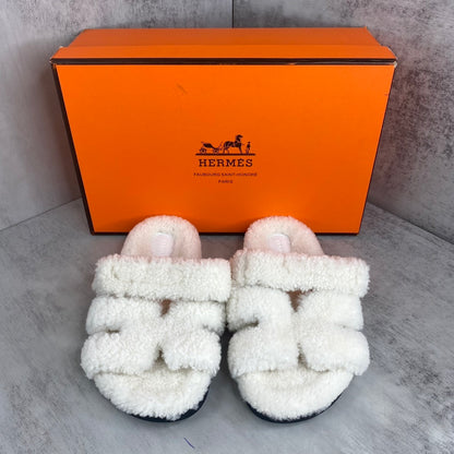 Hermes Chypre Sandals "White"