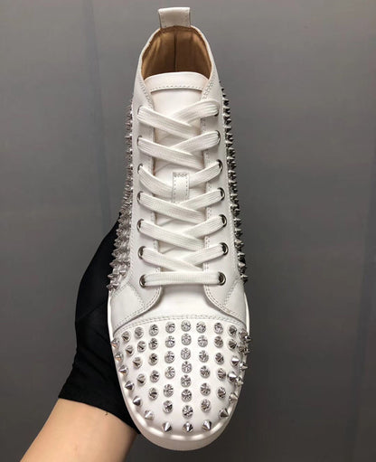 Christian Louboutin High-Top Louis Flat Spikes "White"