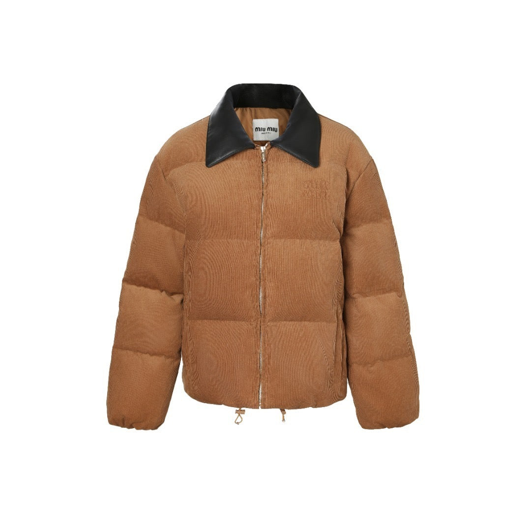 Miu Miu Cotton Corduroy Down Jacket "Brown"