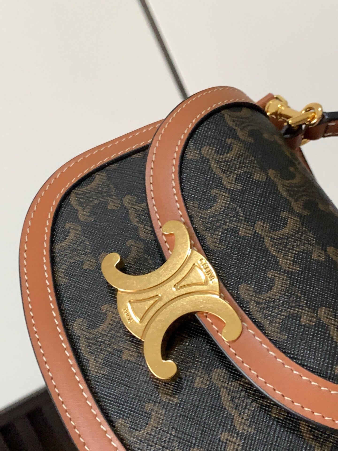 Celine Mini Besace Clea in Triomphe Canvas and Calfskin