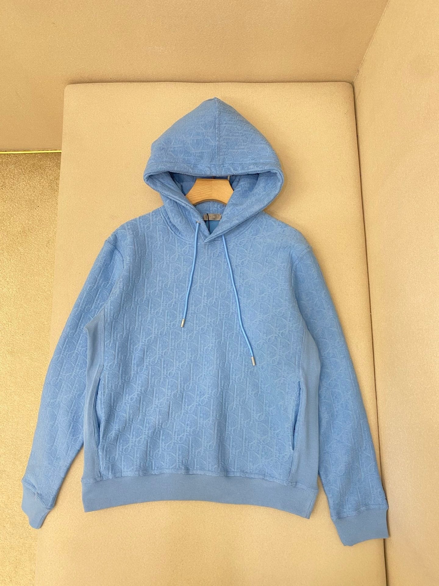 Dior Oblique Hooded Sweatshirt "Sky Blue Cotton Fleece"