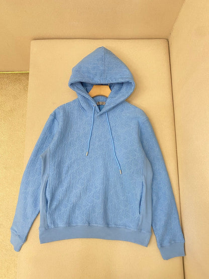 Dior Oblique Hooded Sweatshirt "Sky Blue Cotton Fleece"