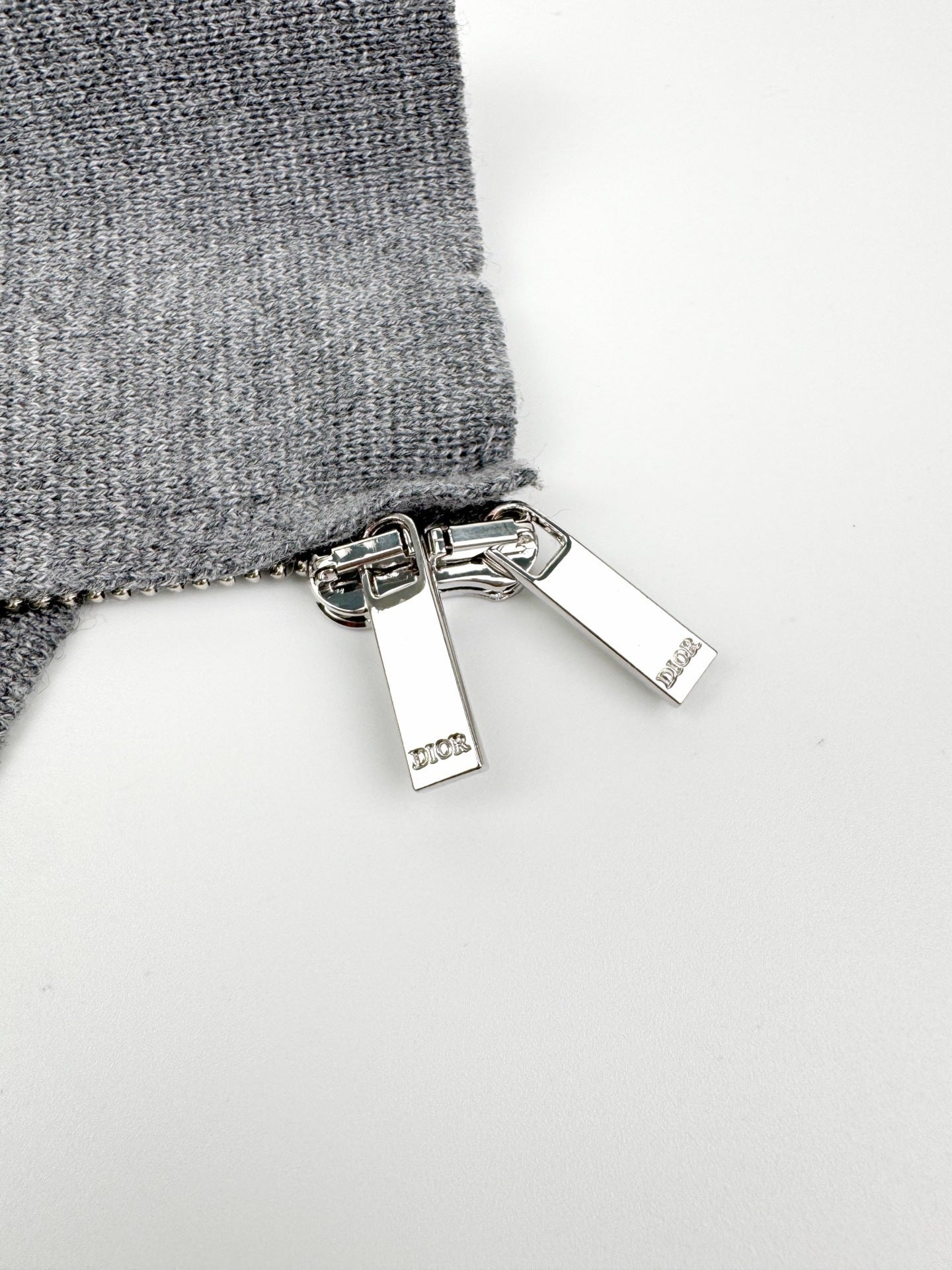 Dior CD Icon Zipped Sweater "Gray Virgin Wool Punto Milano Knit"