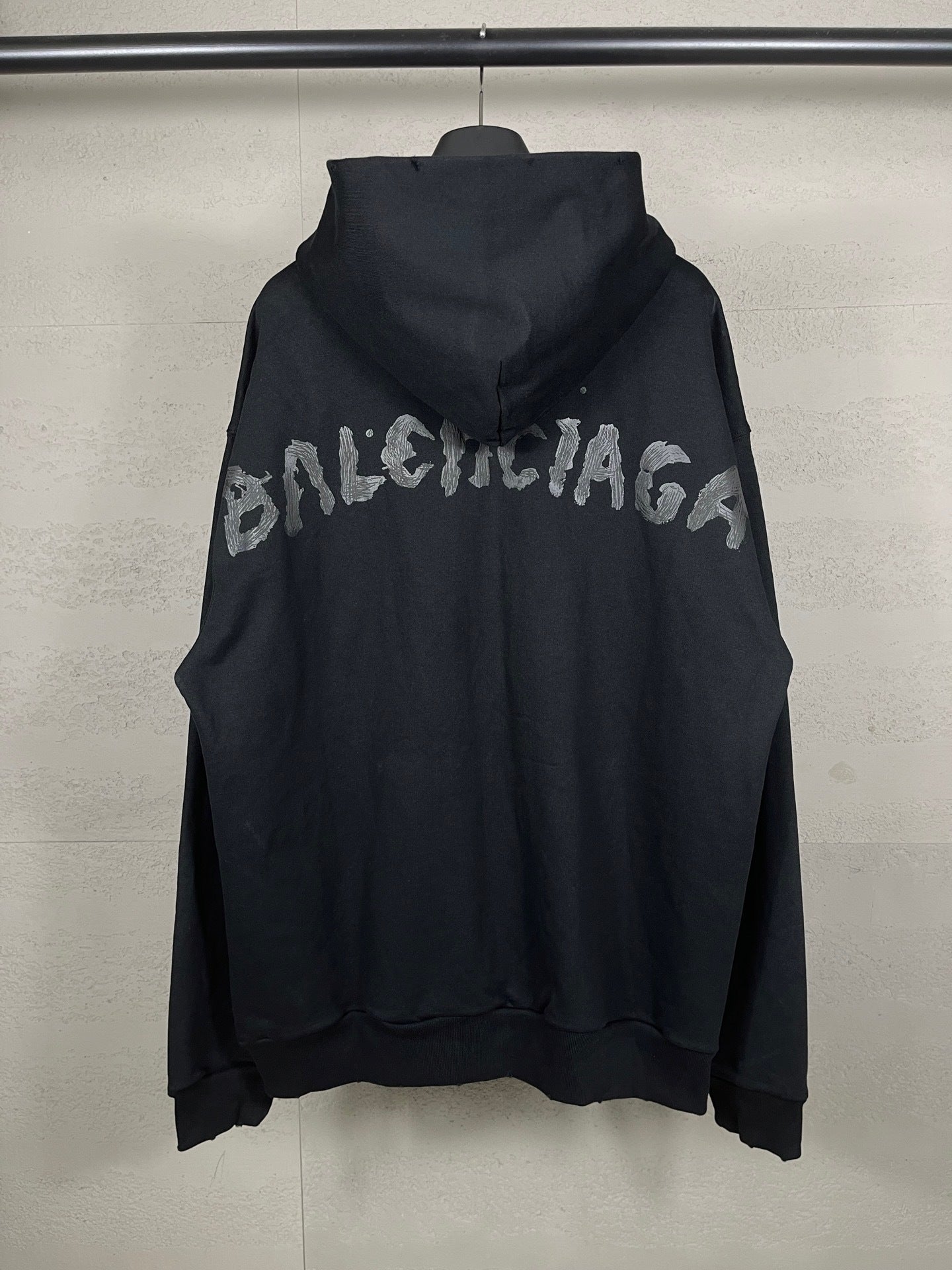 Balenicaga Back Paint Logo Zip-up Hoodie "Black"