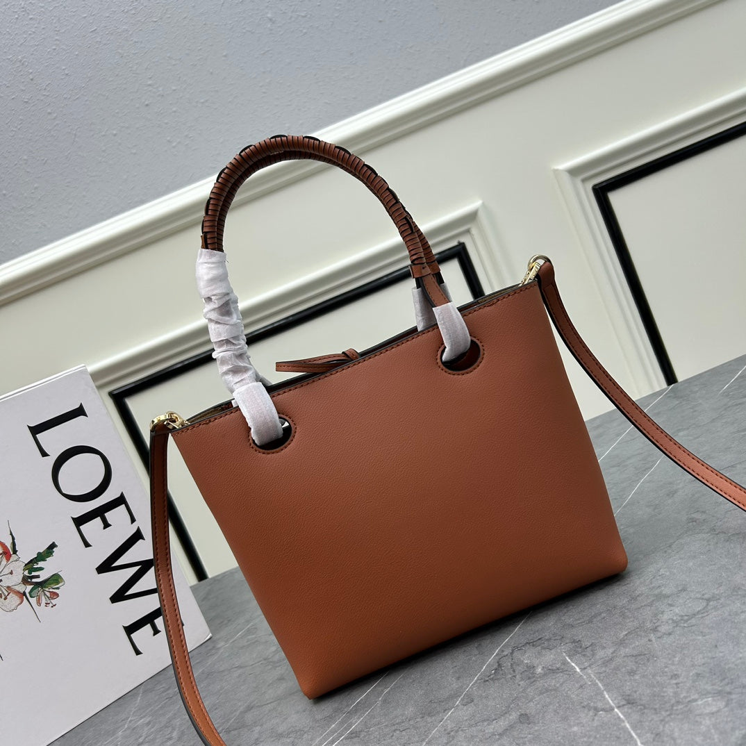 Loewe Anagram Embossed Small Leather Tote Bag "Brown"