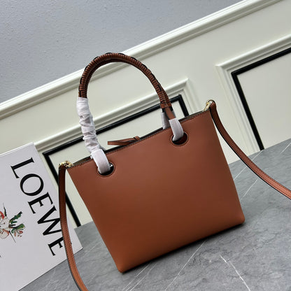 Loewe Anagram Embossed Small Leather Tote Bag "Brown"