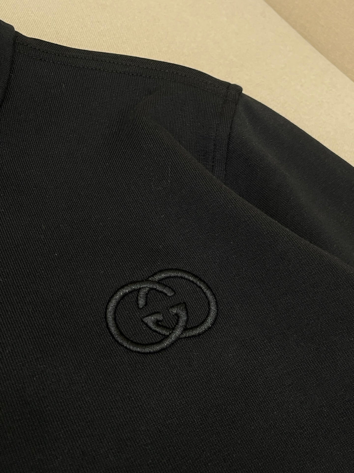 Gucci Brushed Cotton Jersey Zip Sweatshirt "Black"