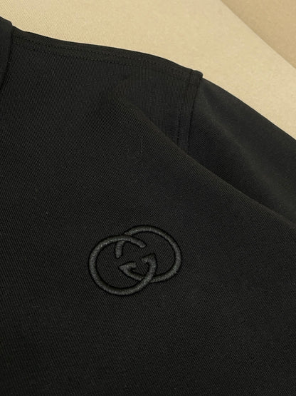 Gucci Brushed Cotton Jersey Zip Sweatshirt "Black"
