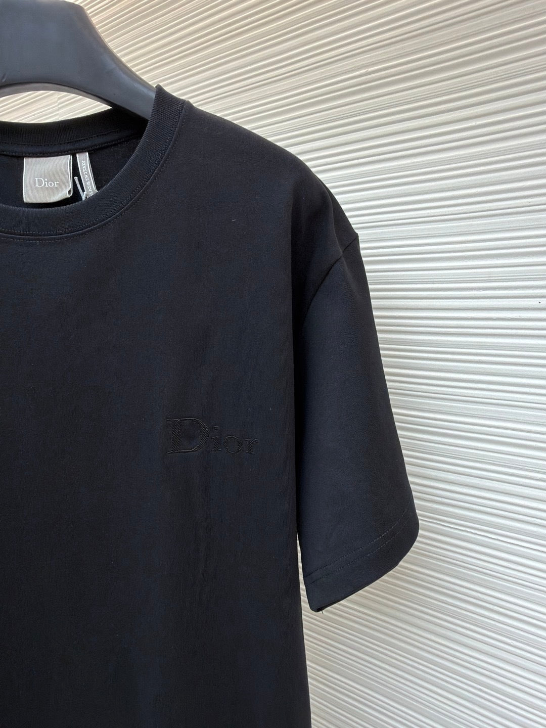 Dior T-Shirt with Dior Embroidery "Black Cotton Jersey"