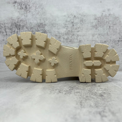 Prada Monolith Leather Boots "Beige"