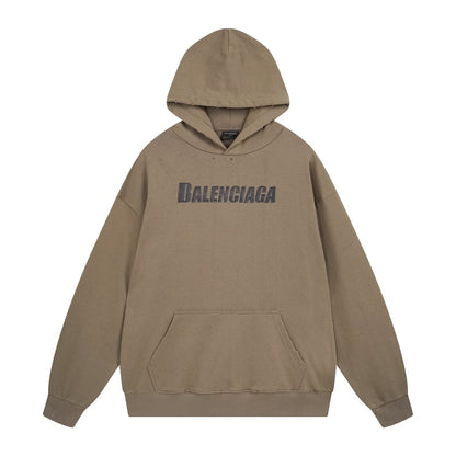 Balenciaga Distressed Caps Boxy Hoodie "Brown-Black"