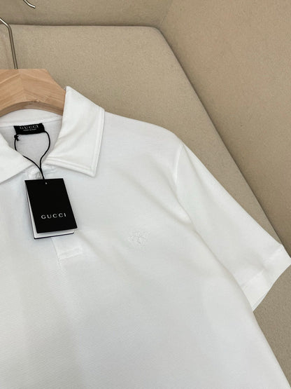 Gucci Cotton Piquet Polo Shirt with Embroidery "White"