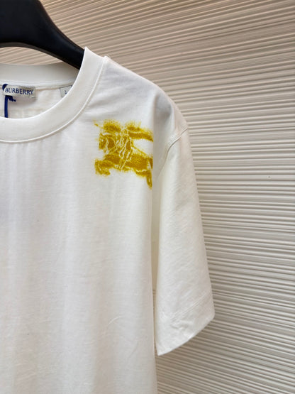 Burberry Equestrian Knight Cotton T-Shirt "White-Yellow"