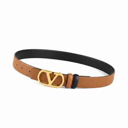 Valentino VLogo Signature Reversible 30mm Leather Belt "Camel" and "Black"