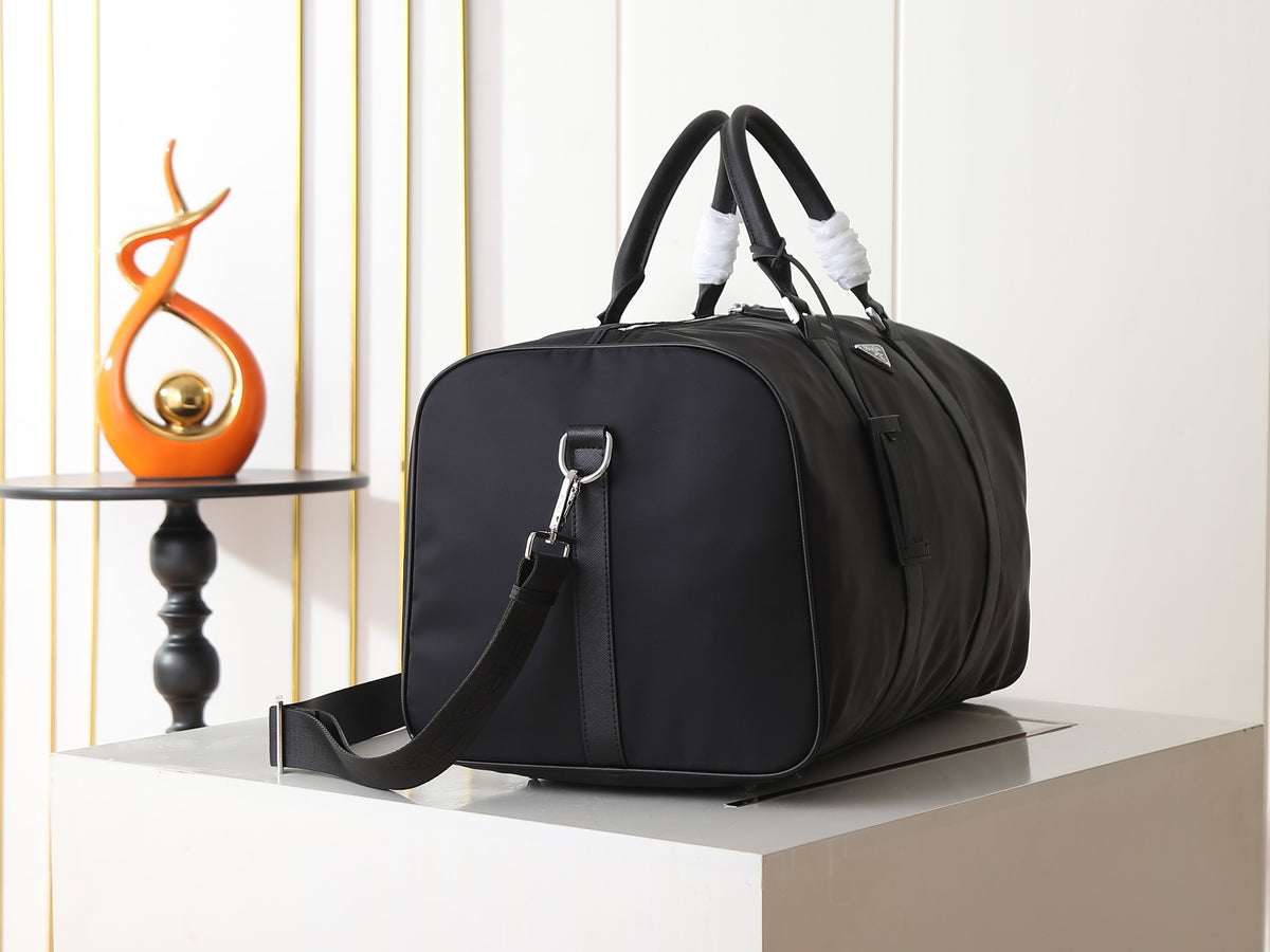 Prada Re-Nylon and Saffiano Leather Duffle Bag "Black"