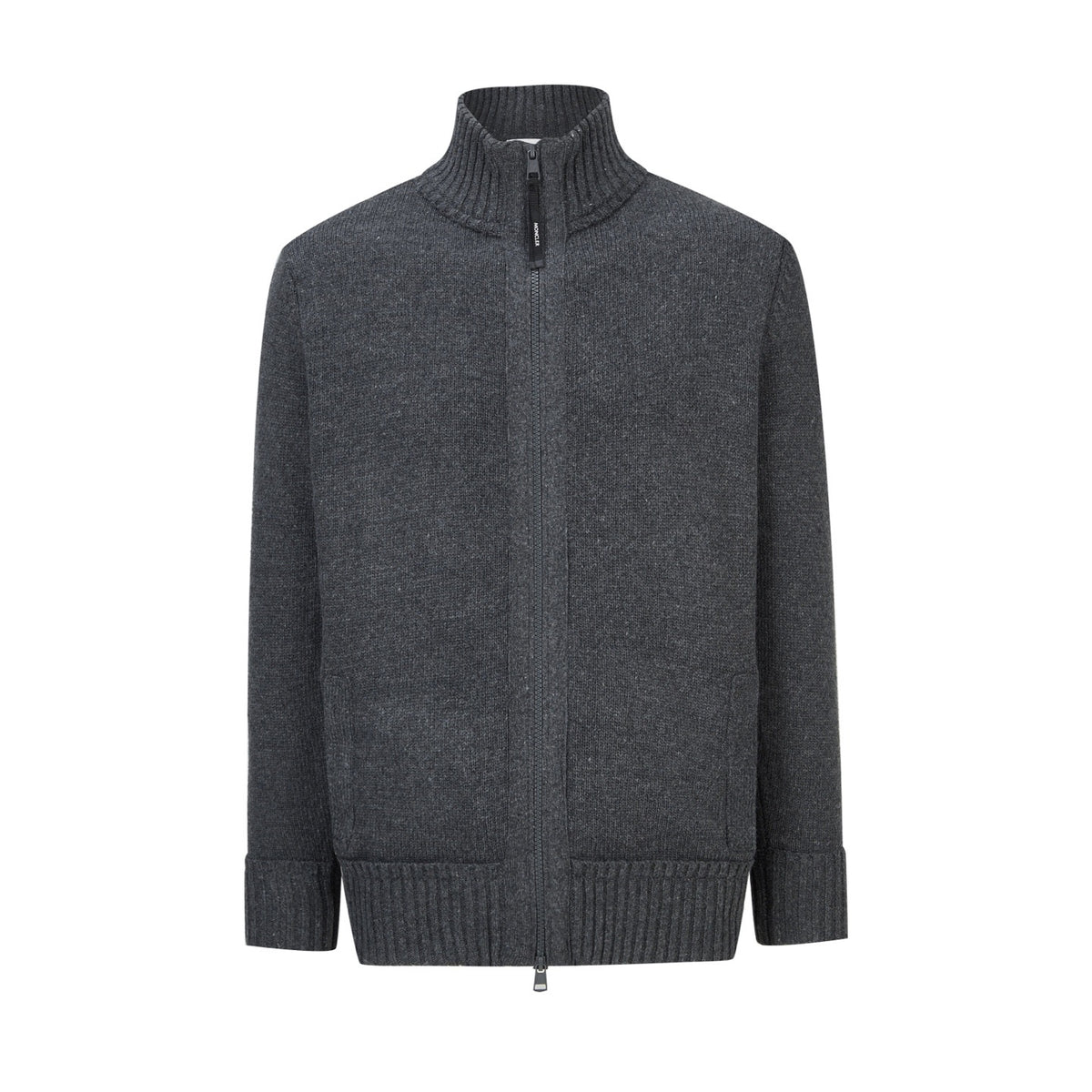 Moncler Cashmere & Wool Zip-Up Cardigan "Grey"