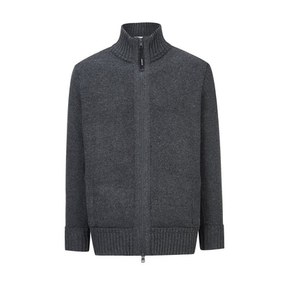 Moncler Cashmere & Wool Zip-Up Cardigan "Grey"