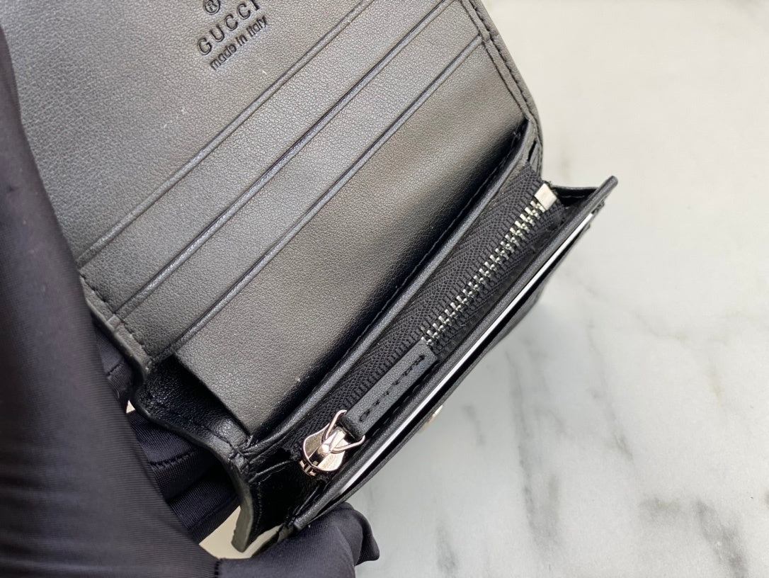 Gucci GG Embossed Leather Card Case Wallet