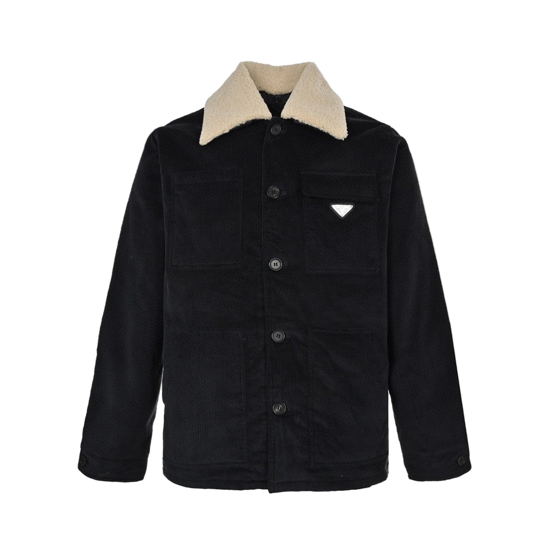 Prada Shearling-Collar Jacket "Black"