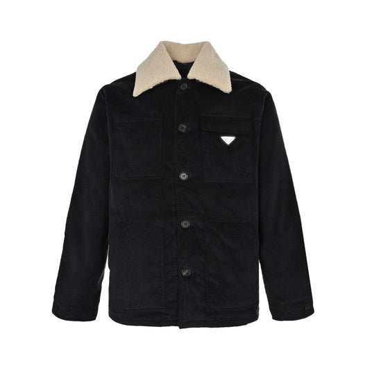 Prada Shearling-Collar Jacket "Black"