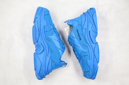 Balenciaga Triple S "Blue-All Over Logo"