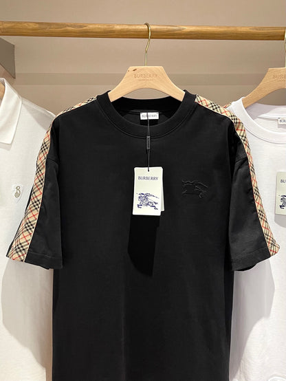 Burberry Check Trim Cotton T-Shirt "Black"