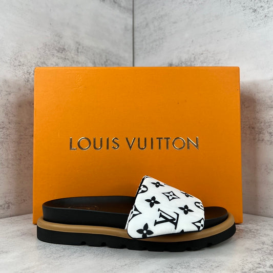 Louis Vuitton Slides "White-Black-Brown"