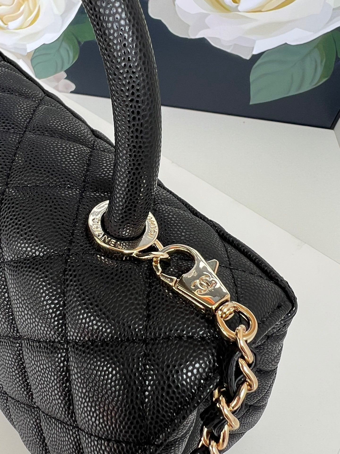 Chanel Cavier Leather Large Flap Bag With Top Handle