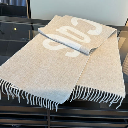 Jacquemus Logo Fringed Scarf "Cream"