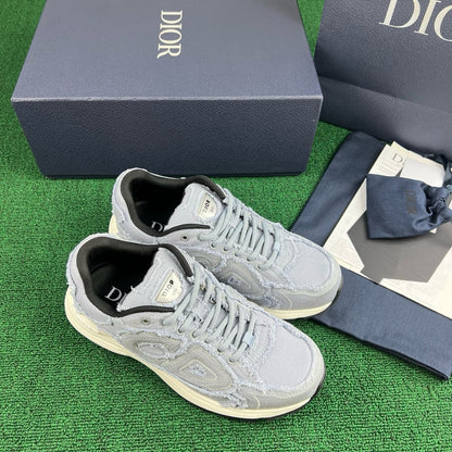 Dior B30 Countdown Sneaker "Blue Fringed Denim-Effect Stonewashed Canvas"