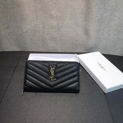 Yves Saint Laurent Cassandre Matelasse Zip Around Wallet Gold
