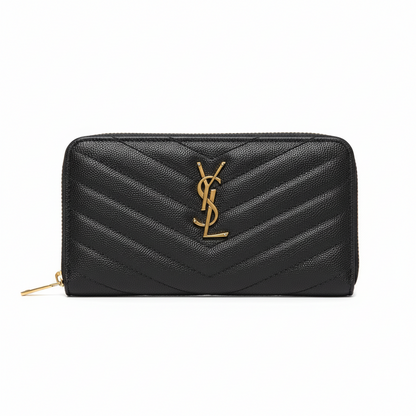 Yves Saint Laurent Cassandre Matelasse Zip Around Wallet Gold