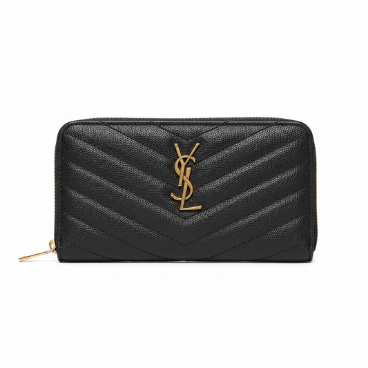 Yves Saint Laurent Cassandre Matelasse Zip Around Wallet Gold