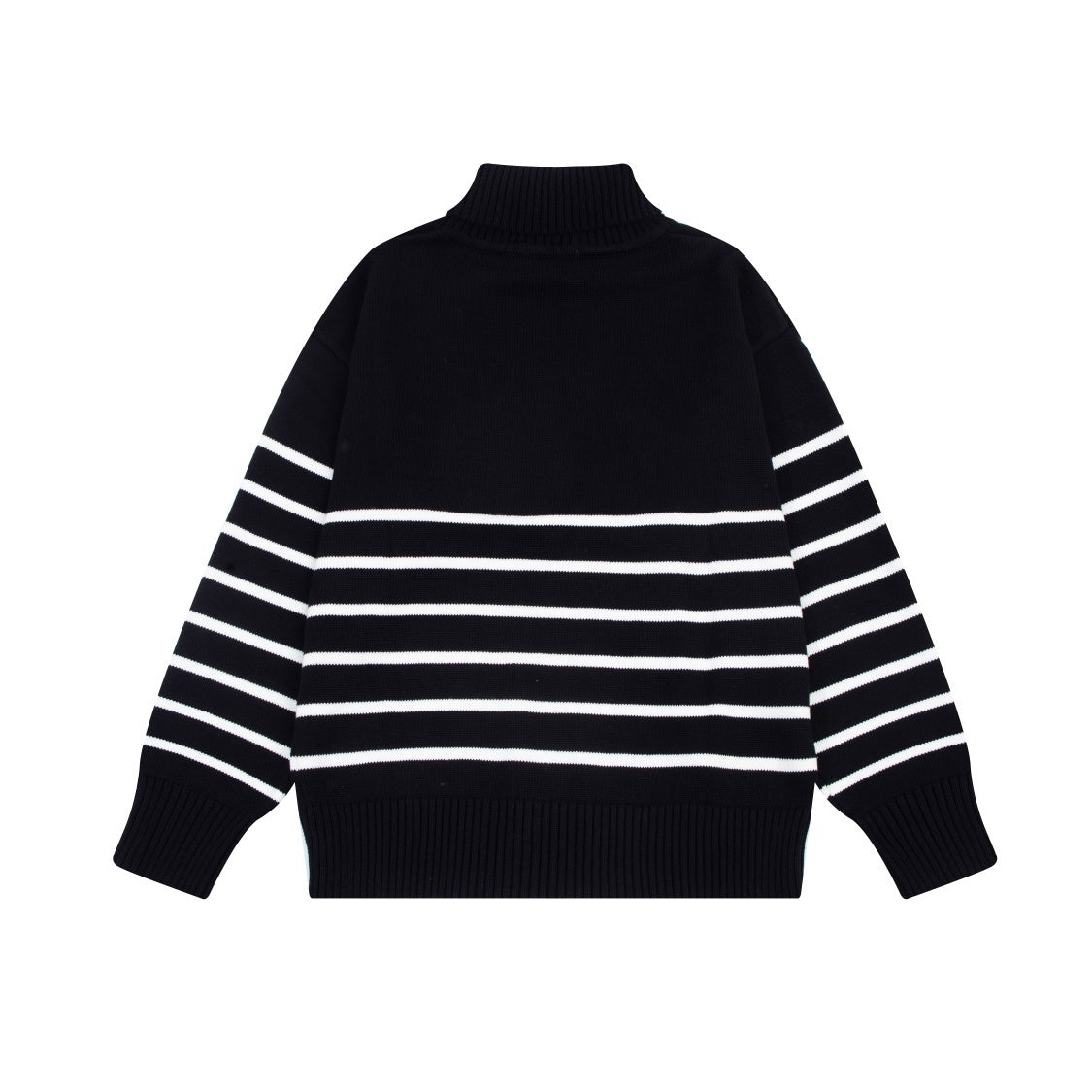 AMI Paris Ami De Coeur Funnel Neck Sweater "Black-White Stripes"