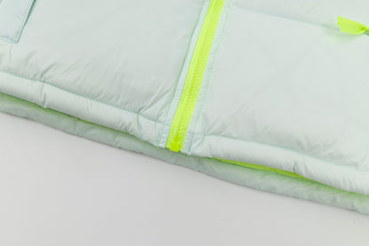 The North Face Nuptse Short Down Jacket "White-Neon Yellow"
