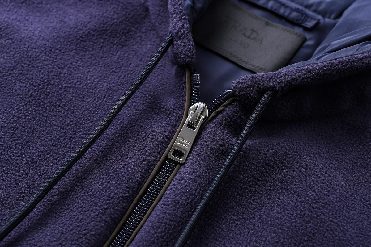 Prada Hooded Technical Fabric Blouson Jacket "Navy"