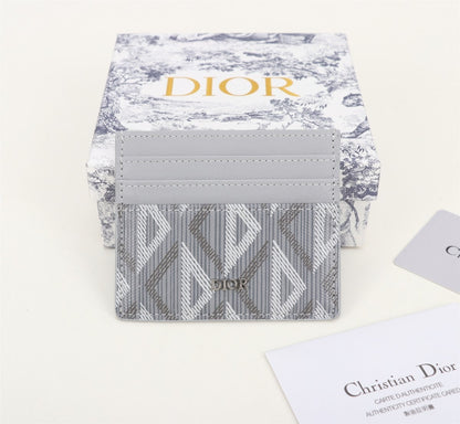 Dior Card Holder CD Diamond Canvas Smooth Calfskin