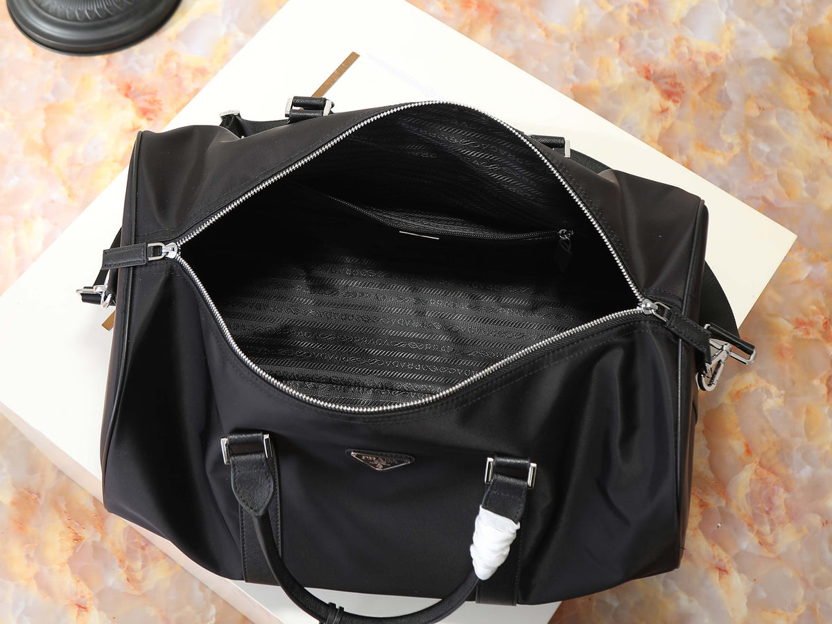 Prada Re-Nylon and Saffiano Leather Duffle Bag "Black"