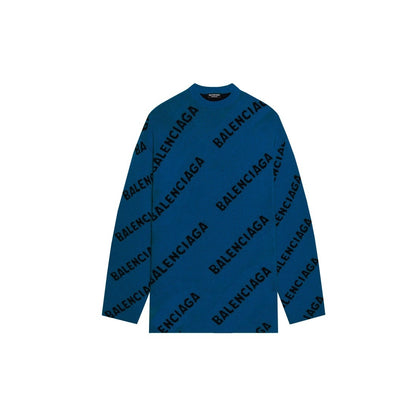 Balenciaga All-Over Logo Sweater "Dark Blue-Black"