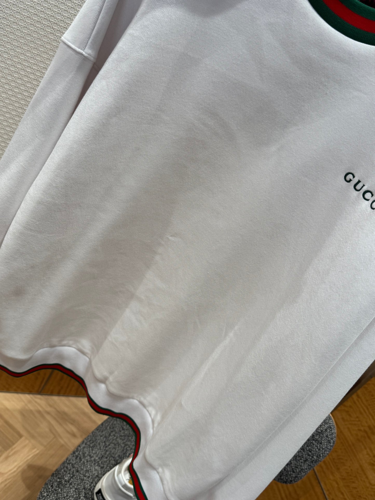 Gucci Cotton Piquet Sweatshirt with Web "White"