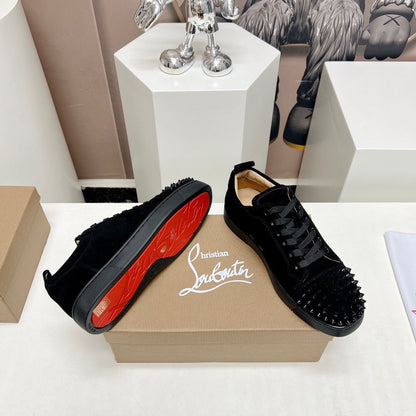 Christian Louboutin Louis Junior Spikes Orlato Veau Velours "Black"