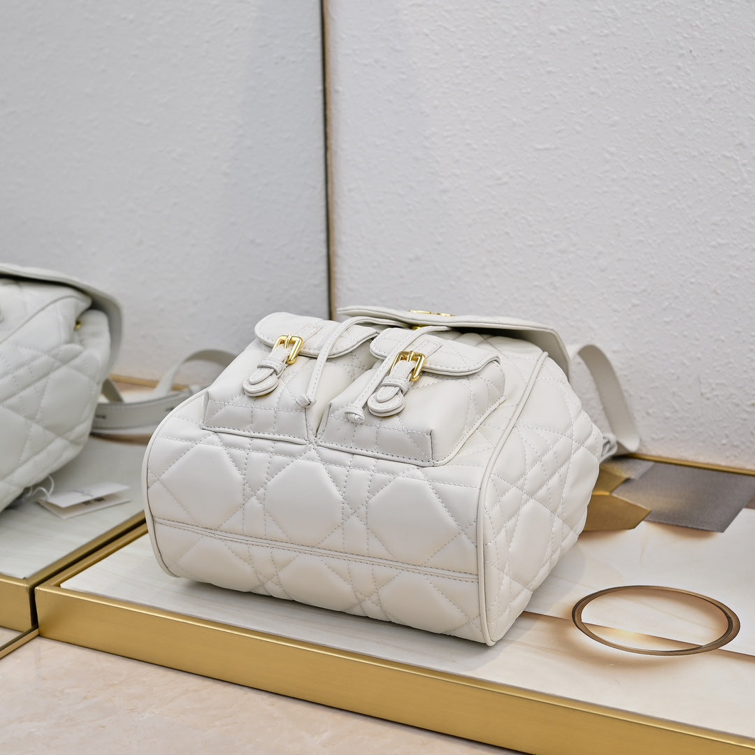 Dior Medium Dior Caro Backpack "Latte Macrocannage Lambskin"