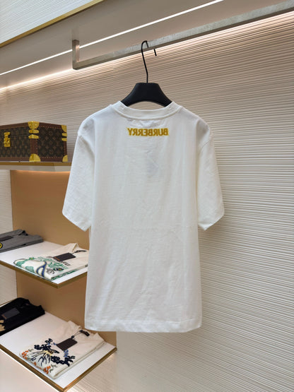 Burberry Equestrian Knight Cotton T-Shirt "White-Yellow"