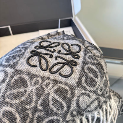 Loewe Anagram Wool and Cashmere Scarf "Grey-Black"